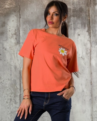 Bloomy T-Shirt, Orange Color