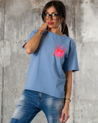 Happy in The Sun T-Shirt, Dark Blue Color