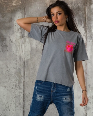 Happy in The Sun T-Shirt, Grey Color