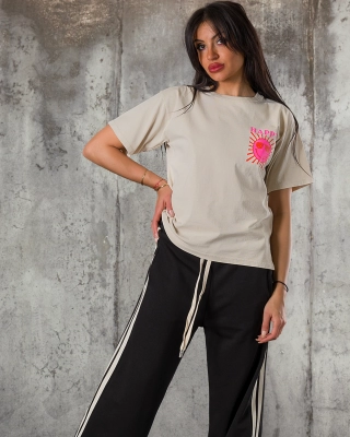 Happy in The Sun T-Shirt, Taupe Color