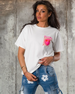 Happy in The Sun T-Shirt, White Color