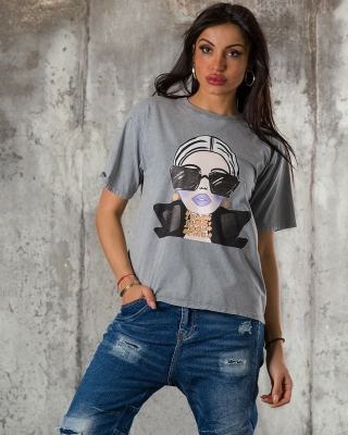 Boss Lady T-Shirt, Grey Color