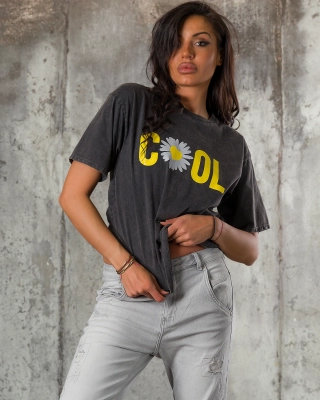 Flower Child T-Shirt, Black Color