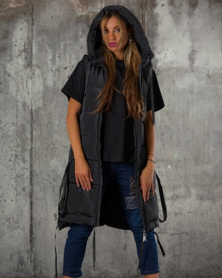Cloud Hooded Vest, Black Color