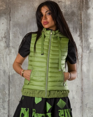 Lina Hooded Vest, Green Color