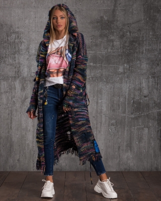 Ripley Hooded Cardigan, Multicolored