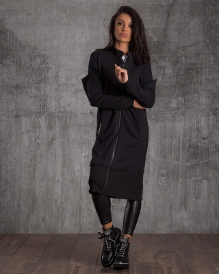 New Age Long Graphic Cardigan, Black Color