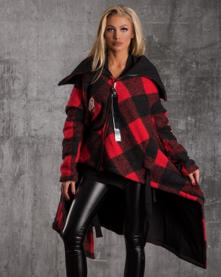 Impulsive Cardigan With Patches, Red Color