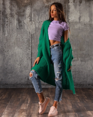 New Wave Open Cardigan, Green Color