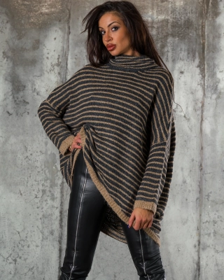 In Line Sweater, Black/Beige Color