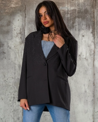 Modern Day Blazer W/ Rhinestones, Black Color