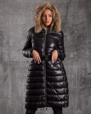 Arctic Long Belted Jacket, Black Color