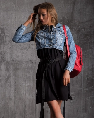 Mendez Cropped Denim Jacket, Blue Color