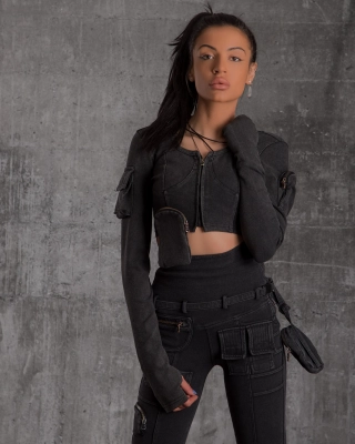 Noir Cropped Jacket, Grey Color