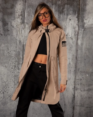 Real Charm Hooded Jacket, Beige Color