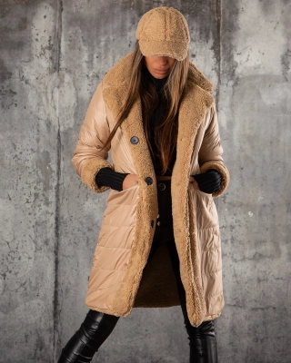 Affirmation Reversible Coat With A Hat, Beige Color
