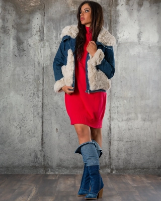 Middle of The Night Jacket, Blue/White Color