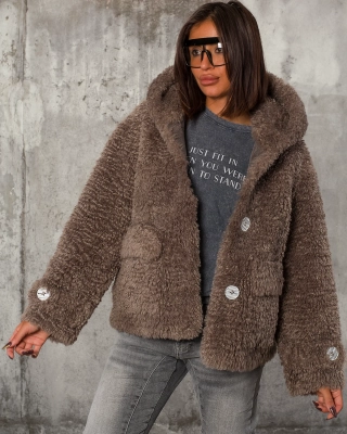 Палто Winter Teddy, Цвят Таупе