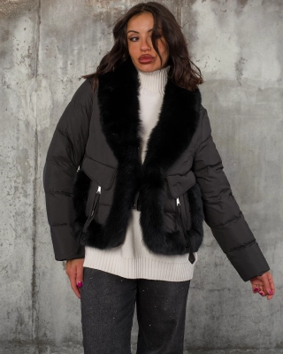 Яке с естествен пух Preview, Черен Цвят