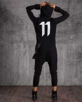 Eleven Hooded Jumpsuit, Black Color