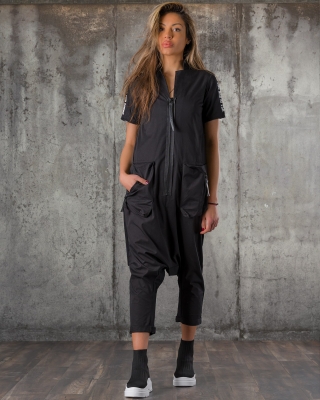 Glow Up Jumpsuit With Removable Sleeves, Black Color