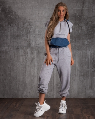 Estate Set With Denim Accents, Grey Color