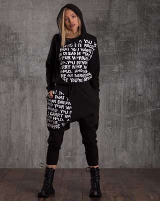 Survivor Graphic Co-Ord Set, Black Color
