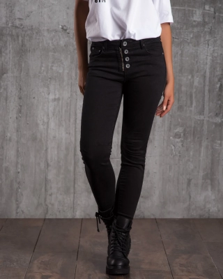 Electra Trousers With Buttons, Black Color