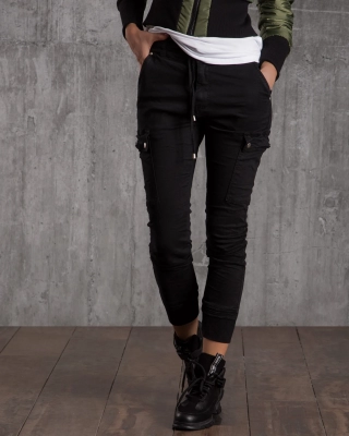 Checklist Cargo Trousers, Black Color