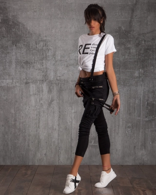 Motivation Cargo Trousers With Suspenders, Black Color L black