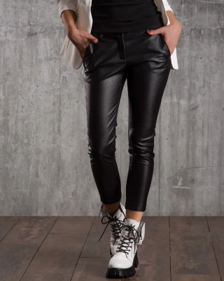 Iconic Pleather Trousers, Black Color