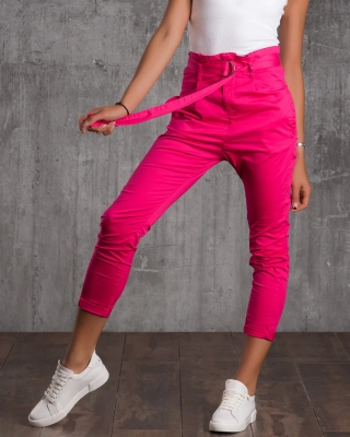 Piña Colada Trousers With "Paper Bag" Waist, Pink Color