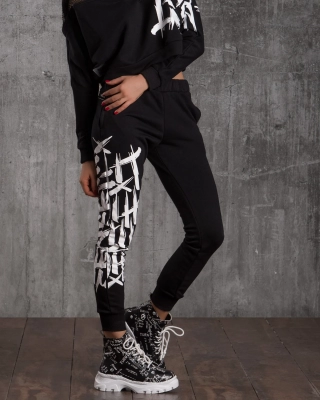 Manilla Graphic Joggers, Black Color