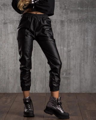 Upper Class Faux Leather Joggers, Black Color