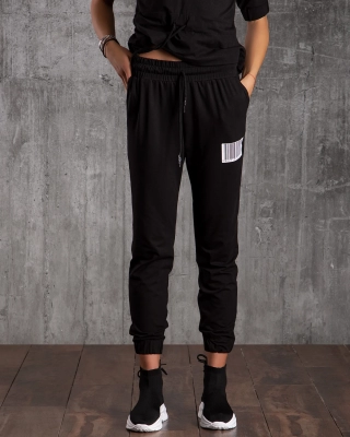 Label Casual Trousers, Black Color
