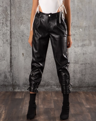 Native Pleather Trousers, Black Color