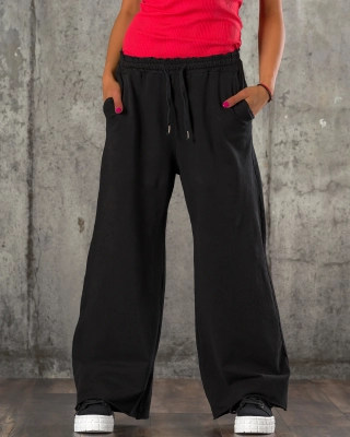Tessa Wide-Leg Trousers, Black Color