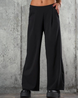 Excited Wide-Leg Trousers, Black Color