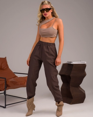 Панталон Keep Watching, Кафяв Цвят