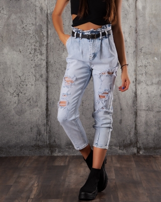 Artist Jeans With "Paperbag" Waist, Blue Color