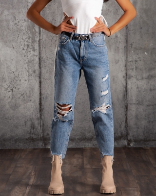 Barcelona Distressed Jeans, Blue Color