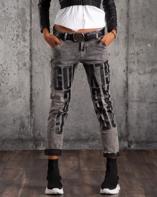 Chance Graphic Jeans, Grey Color