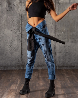 Reaction Jeans With A Belt, Blue Color