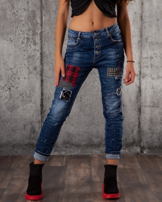 Sandra Button-Up Jeans, Blue Color