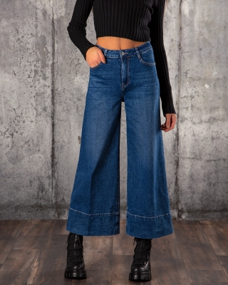 Glory Wide-Leg Jeans, Blue Color