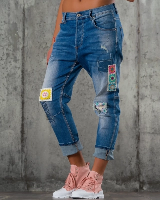 Smiley Flower Jeans, Blue Color
