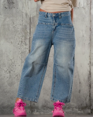 Inna Barrel Jeans, Blue Color