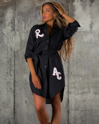Arabesque Shirt Dress, Black Color