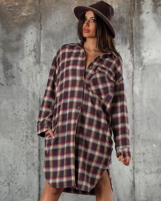 Let Me Have It Shirt Dress, Brown Color