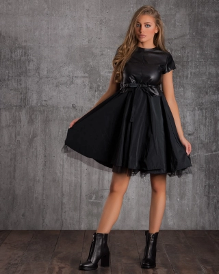 Majestic Full Skirt Dress, Black Color